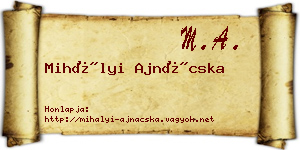 Mihályi Ajnácska névjegykártya